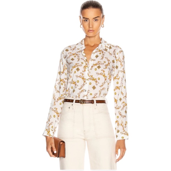 L'AGENCE Tops - NWT L'Agence XS Holli Long Sleeve Blouse Ivory & Gold